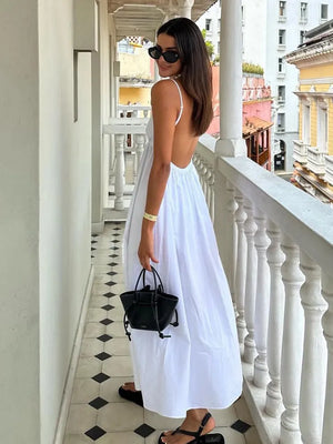 Backless White Dress Midi
