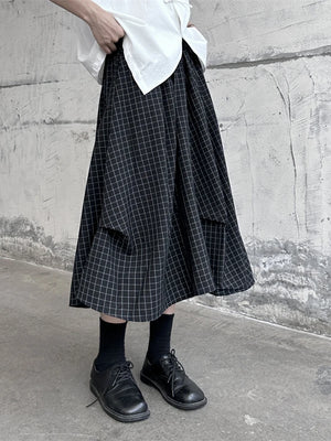 Black And White Plaid Maxi Skirt