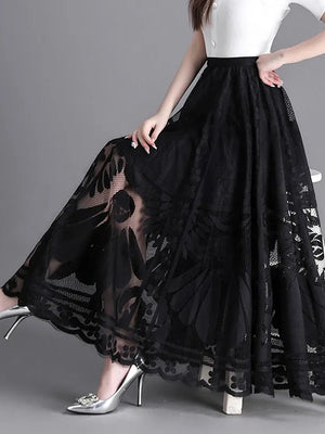 Black Lace Maxi Skirt Outfit