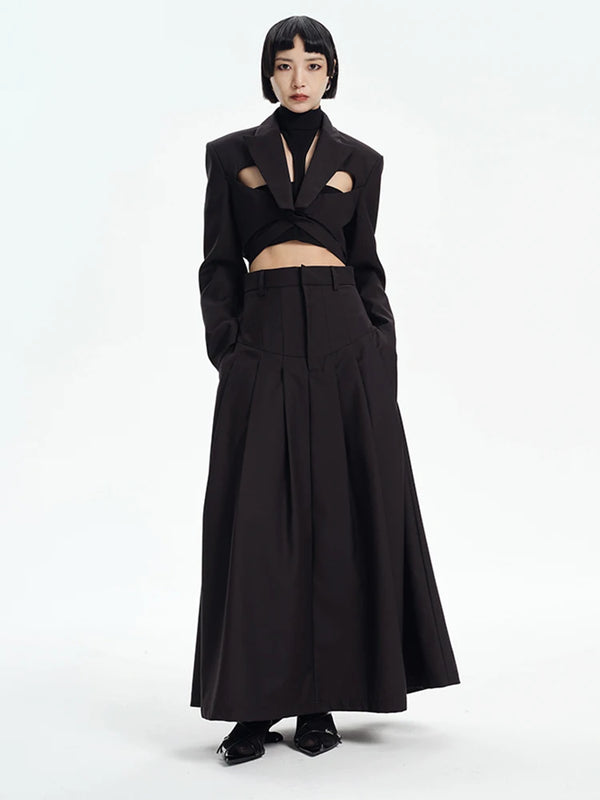 Black Rayon Maxi Skirt