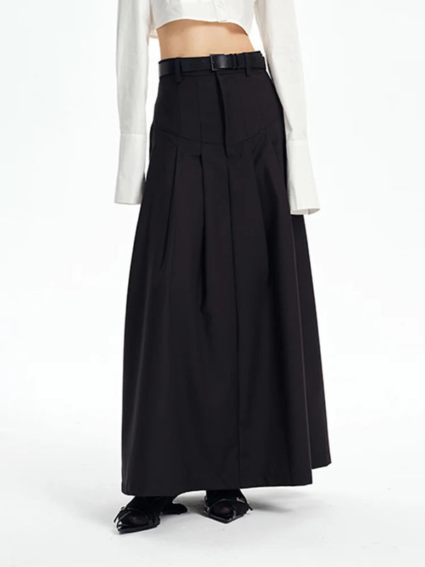 Black Rayon Maxi Skirt
