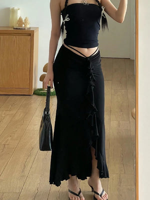 Black Slim Maxi Skirt