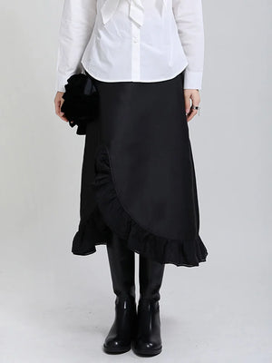 Cotton Black Maxi Skirt