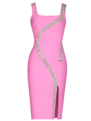 Dark Pink Mini Dress With Sleeveless