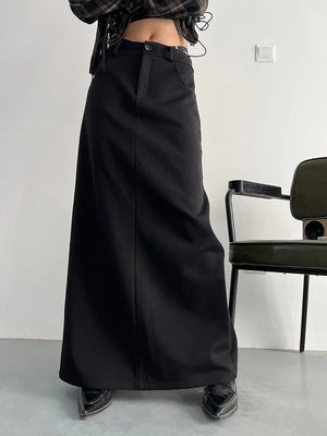 Long Black Maxi Skirt With Pockets