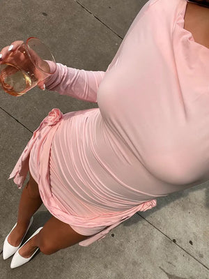 Long Sleeve Mini Dress Pink