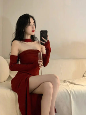 Red Latex Mini Dress