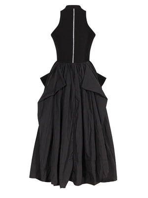 Ruffles Black Half Sleeve Dress