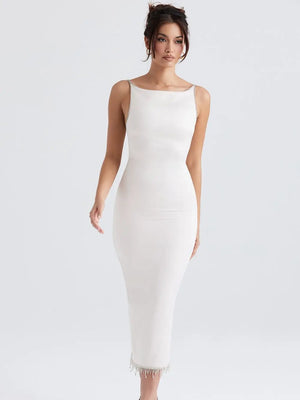 White Classy Midi Dress