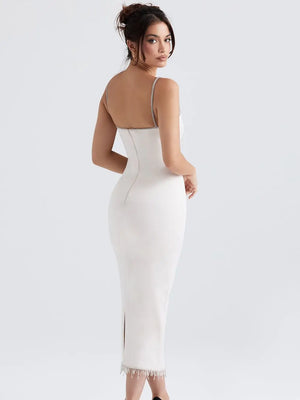 White Classy Midi Dress
