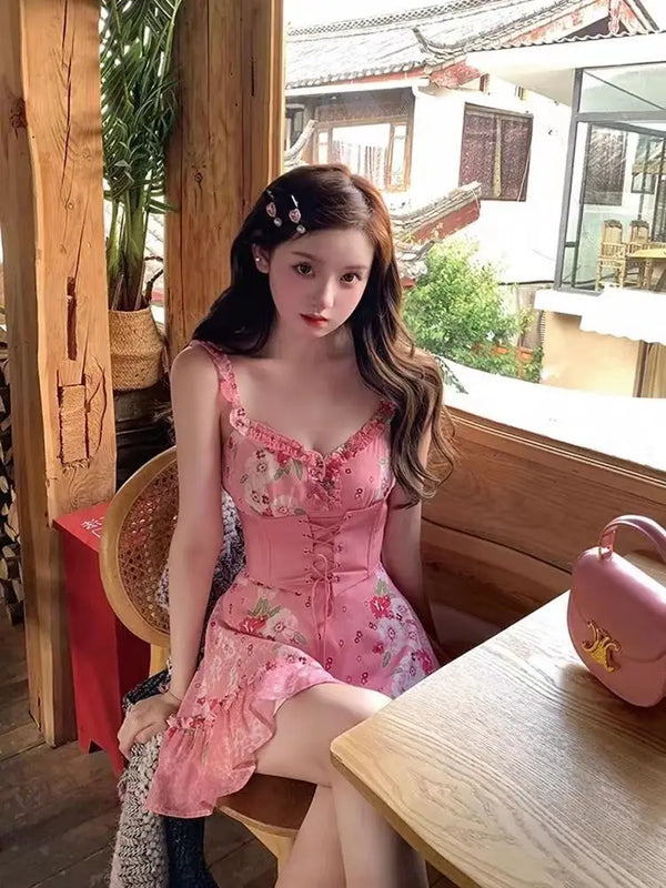 Pink Fringe Mini Dress