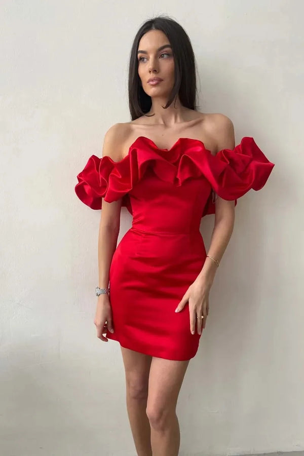 Red Mini Satin Dress