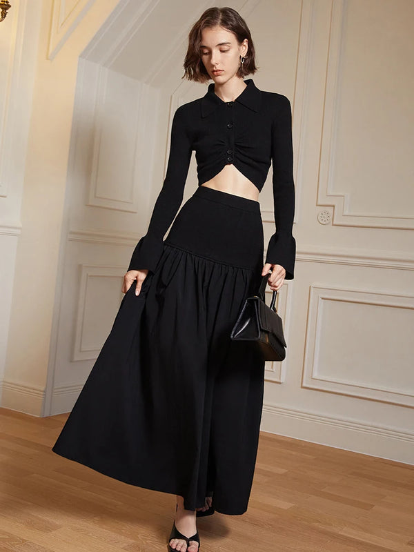 Black A Line Maxi Skirt