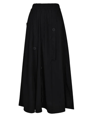 Black Button Maxi Skirt