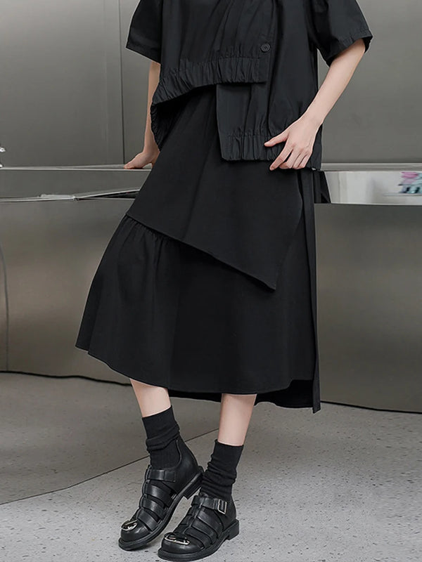 Black Double Slit Maxi Skirt