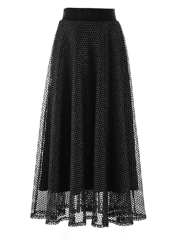 Black Double Split Maxi Skirt