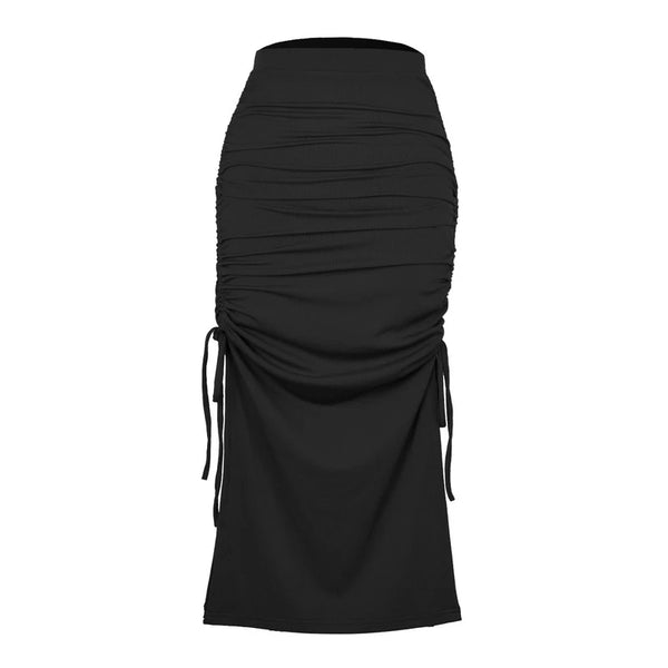 Black High Waisted Maxi Skirt With Slits