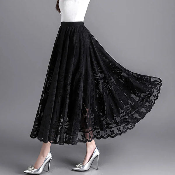 Black Lace Maxi Skirt Outfit