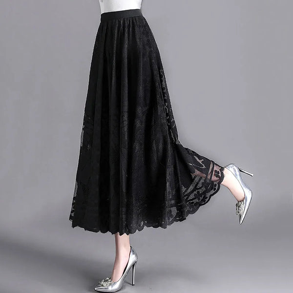 Black Lace Maxi Skirt Outfit