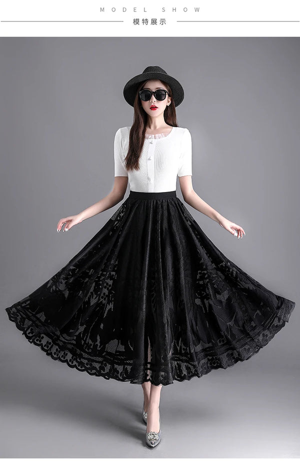 Black Lace Maxi Skirt Outfit