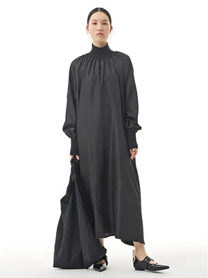 Black Long Sleeve Loose Dress