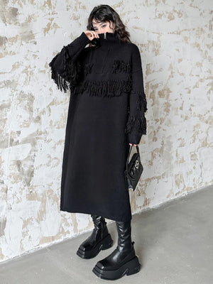Black Long Sleeve Turtleneck Dress