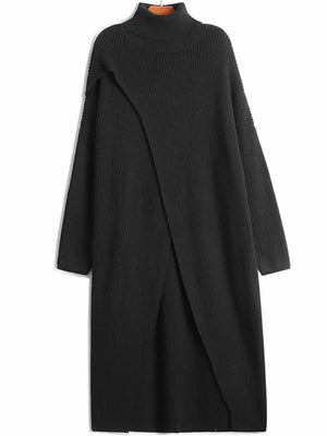 Black Long Sleeve Turtleneck Dress