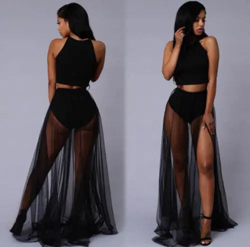 Black Maxi Mesh Skirt