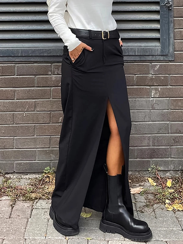 Black Maxi Slit Skirt