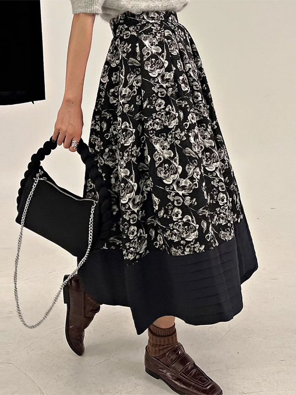 Black Print Maxi Skirt