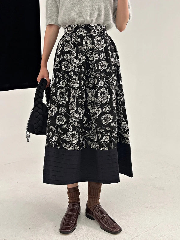 Black Print Maxi Skirt