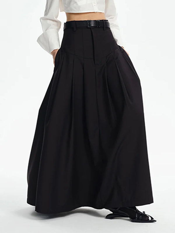 Black Rayon Maxi Skirt