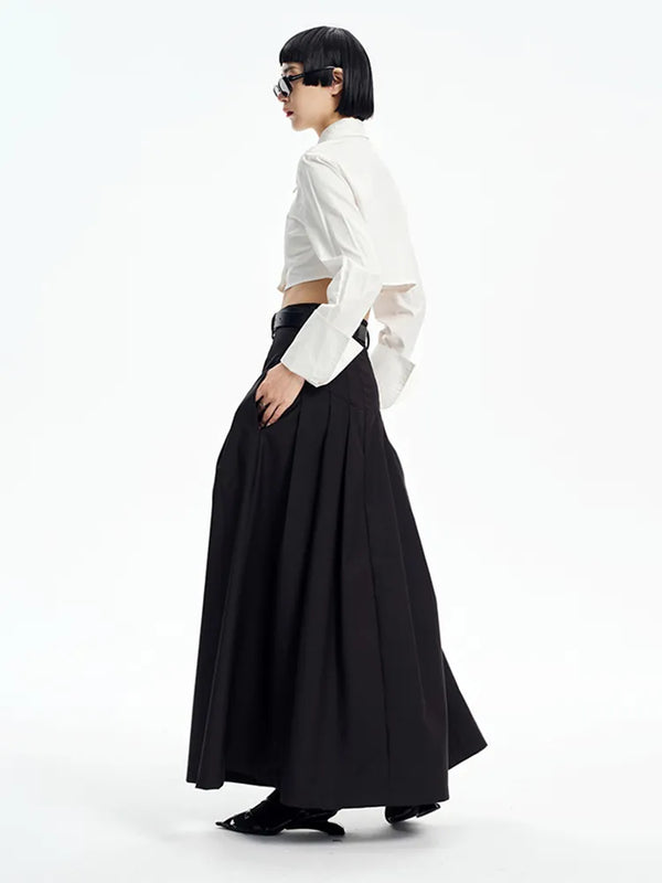 Black Rayon Maxi Skirt