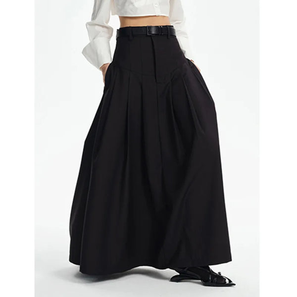 Black Rayon Maxi Skirt