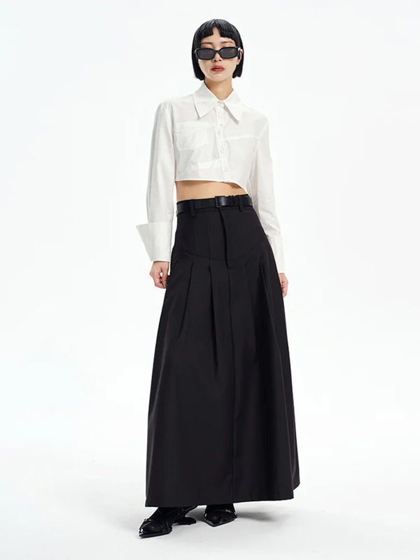 Black Rayon Maxi Skirt