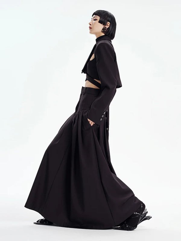 Black Rayon Maxi Skirt