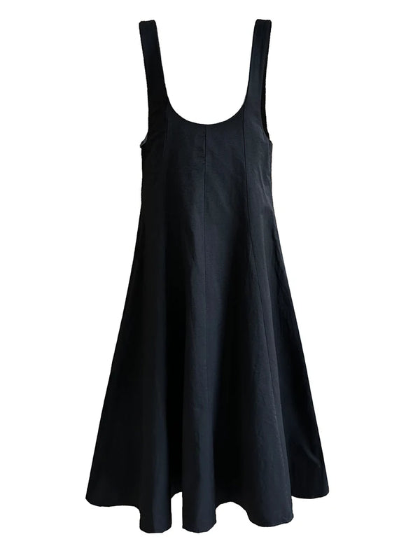 Black Strap Sleeveless Long Dress