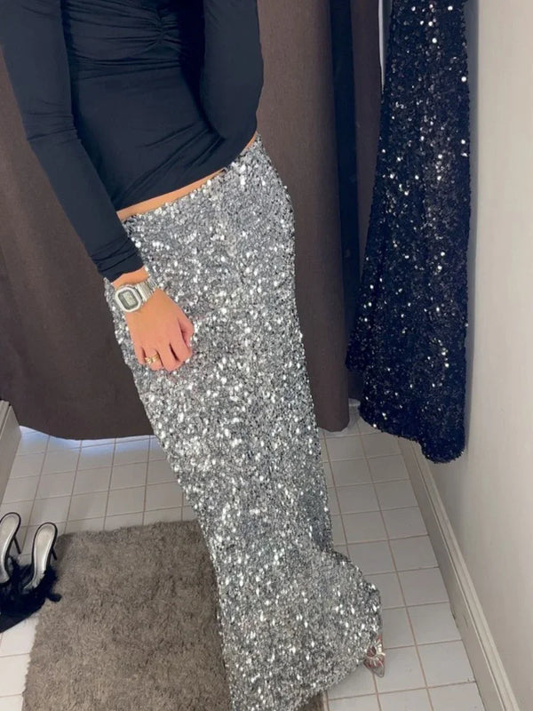 Black Velvet Maxi Skirt