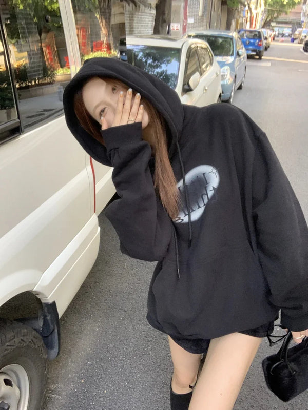 Cropped Y2K hoodie black
