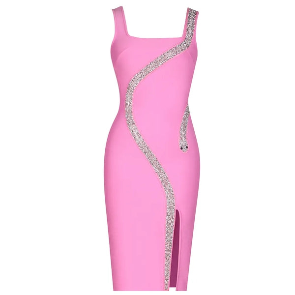 Dark Pink Mini Dress With Sleeveless