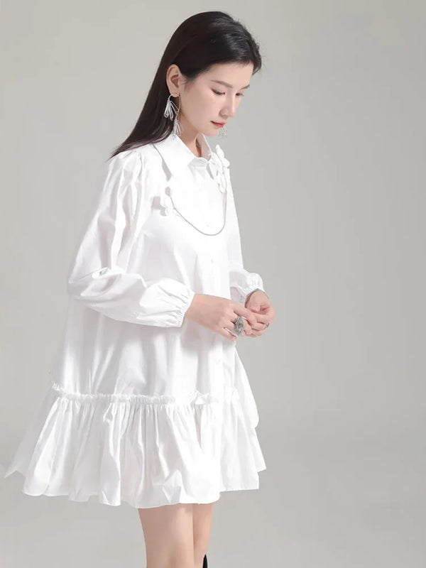 Elegant White Midi Dress With Sleeves