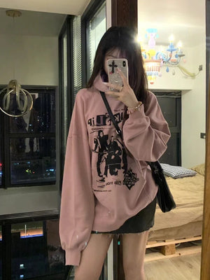 Graphic Pink hoodie Cropped Y2K