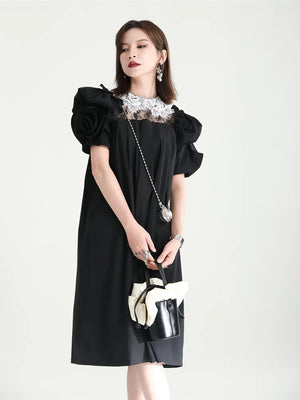 Lace Fairy Long Black Dress
