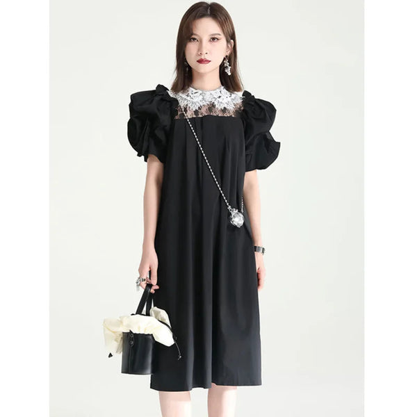 Lace Fairy Long Black Dress