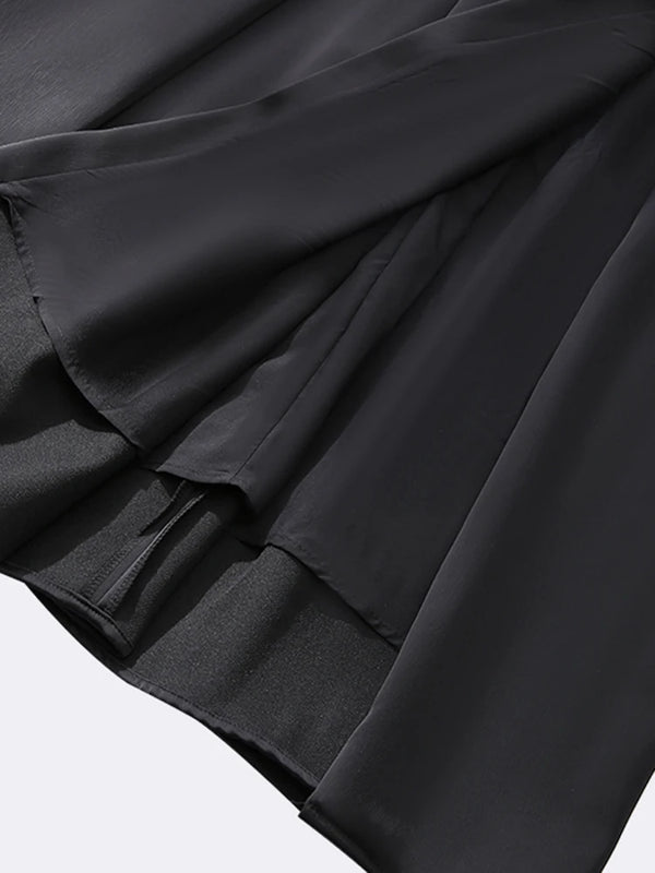High Waisted Black Pleated Maxi Skirt
