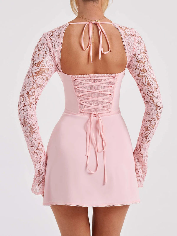 Lace Mini Pink Dress