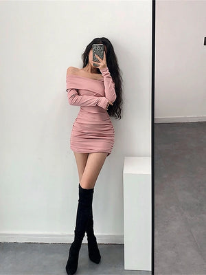 Long Sleeve Hot Pink Mini Dress