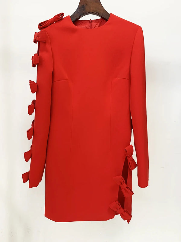 Long Sleeve Mini Dress Red
