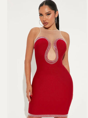 Long Sleeve Mini Red Dress
