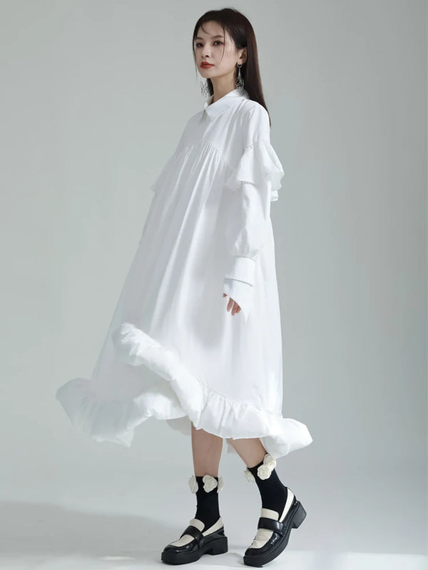 Long Sleeve White Dress Midi